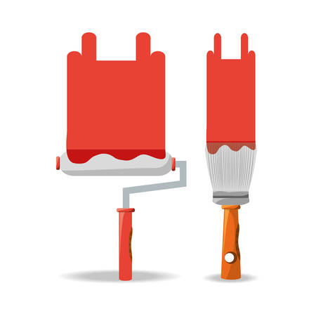 mallet and brush tool to repair service vector illustrationのイラスト素材