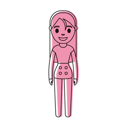 woman standing icon over white background colorful design vector illustrationのイラスト素材