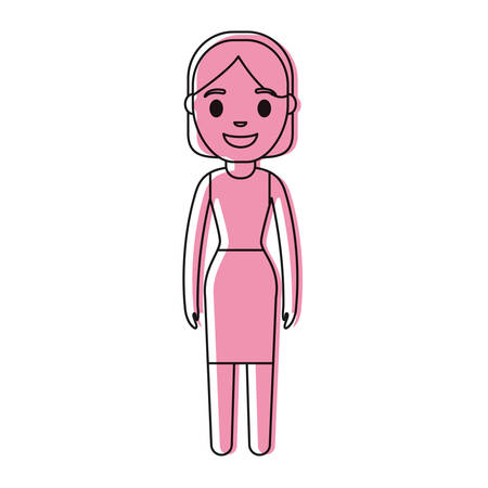 businesswoman standing icon over white background colorful design vector illustrationのイラスト素材