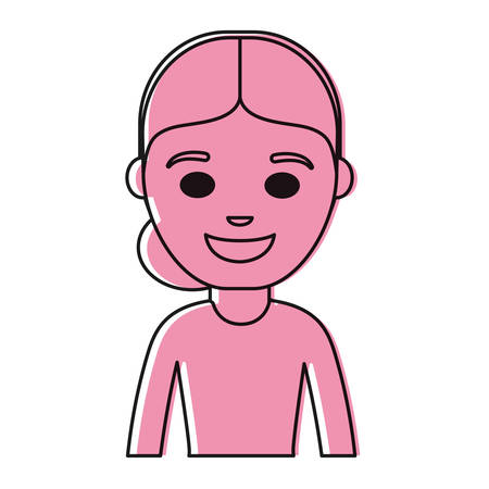 cartoon young woman smiling icon over white background colorful design vector illustrationのイラスト素材