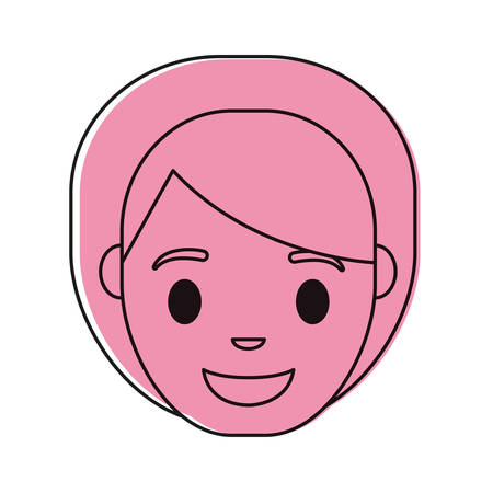 cartoon woman smiling icon over white background colorful design vector illustrationのイラスト素材