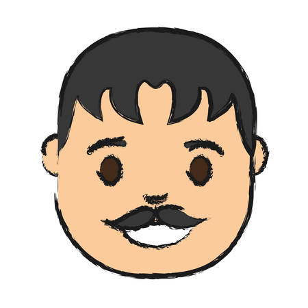 Cartoon man with mustache icon over white background vector illustrationのイラスト素材