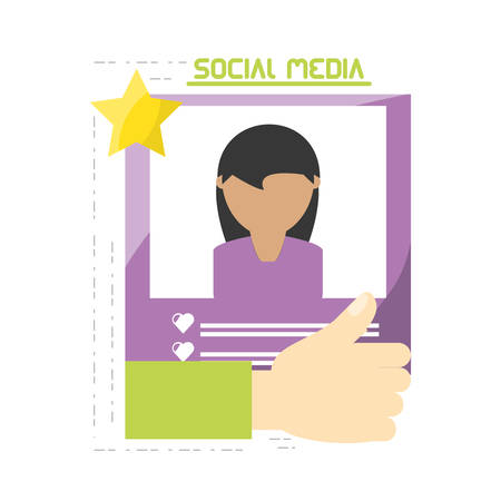 avatar woman and hand icon over white background colorful design vector illustrationのイラスト素材