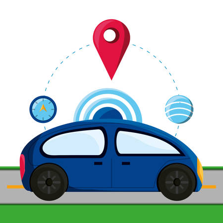 Autonomous car and techology related icons  over white background colorful design vector illustrationのイラスト素材