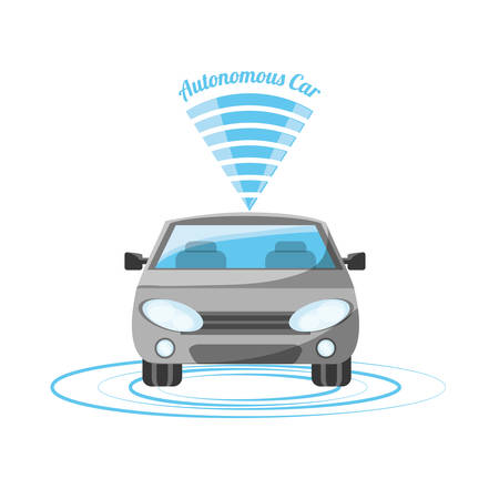 autonomous car icon over white background colorful design vector illustrationのイラスト素材