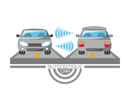 Autonomous car icon over white background colorful design vector illustrationのイラスト素材