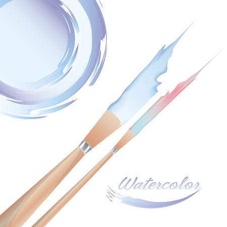 blue watercolor background and brush decoration design vector illustrationのイラスト素材