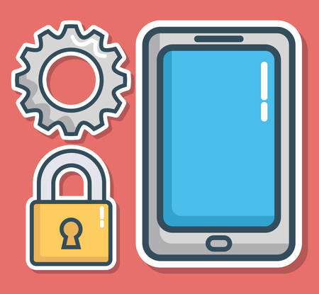 Cloud computing related icons over red background, colorful design, vector illustrationのイラスト素材