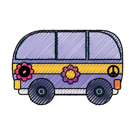 hippie van icon over white background vector illustrationのイラスト素材