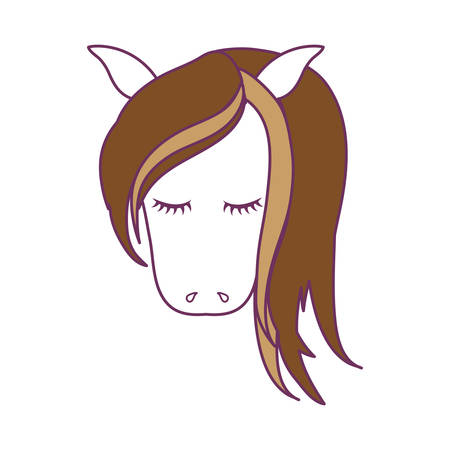 magical unicorn icon over white background colorful design vector illustrationのイラスト素材