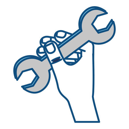 colorful  wrench  an hand  over white  background  vector illustrationのイラスト素材