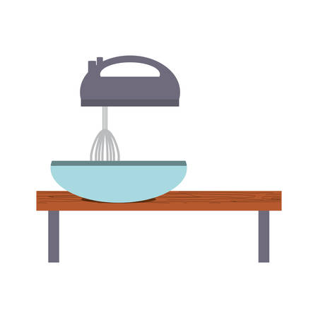 colorful  kitchen table  and mixer  over white background vector illustrationのイラスト素材