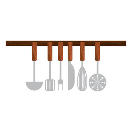 colorful  ladles over white background vector illustrationのイラスト素材