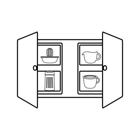 kitchen drawers with kitchen utensils icon over white background vector illustrationのイラスト素材