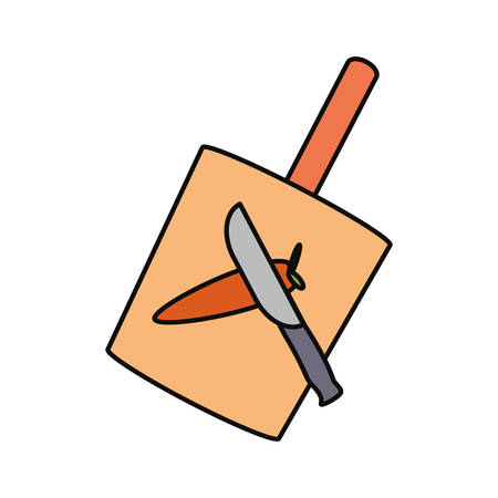 cutting board and knife with carrot icon over white background vector illustrationのイラスト素材