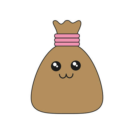 Kawaii money sack icon over white background vector illustrationのイラスト素材