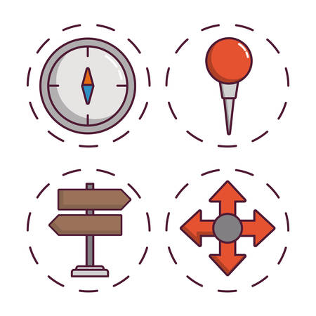 navigation and location related icons over white background colorful design vector illustrationのイラスト素材
