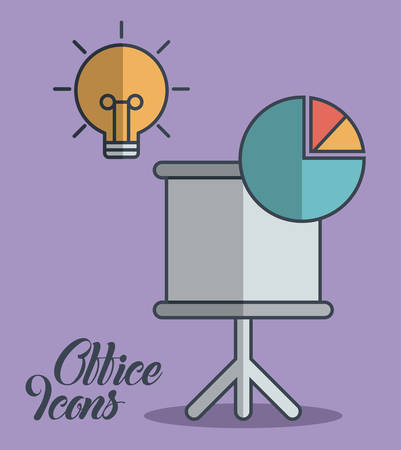presentation board and bulb icon over purple background colorful design vector illustrationのイラスト素材