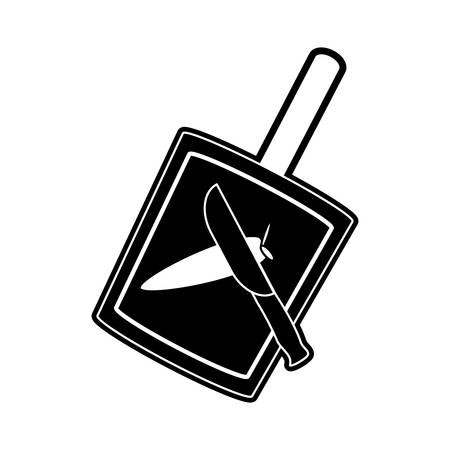 Flat line uncolored cutting board illustration.のイラスト素材