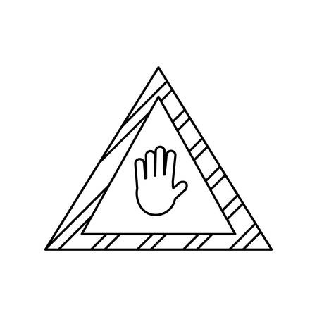 construction warning sign with hand  icon over white background vector illustrationのイラスト素材