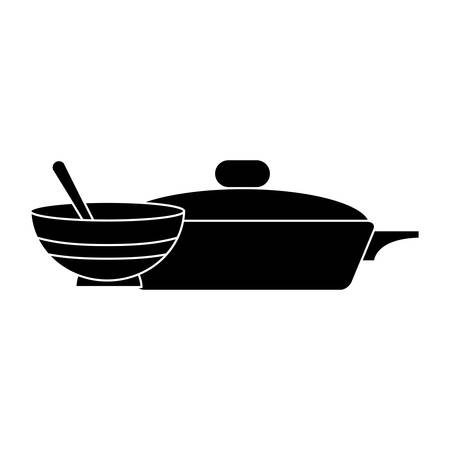 pan and bowl icon over white background vector illustrationのイラスト素材