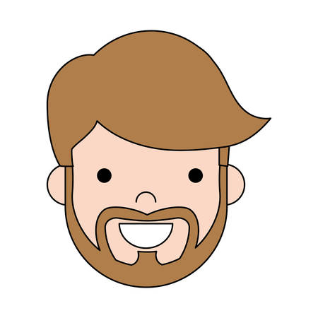 Cartoon man with beard icon over white background colorful design vector illustrationのイラスト素材