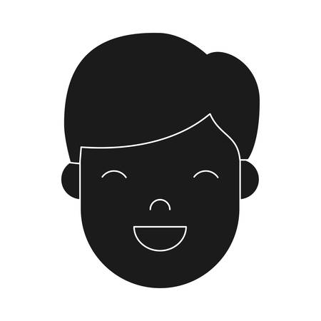 A cartoon man face icon over white background vector illustration.のイラスト素材