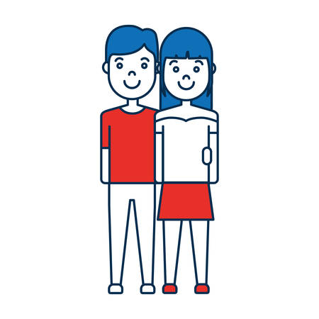 happy couple icon over white background colorful design vector illustrationのイラスト素材