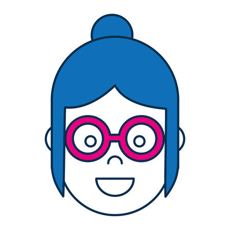 woman with glasses icon over white background colorful design vector illustrationのイラスト素材