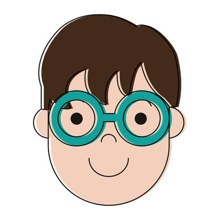 man with glasses icon over white background colorful design vector illustrationのイラスト素材