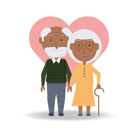 Grandparents cartoon and heart of family and senior theme Vector illustrationのイラスト素材