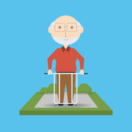 Grandfather cartoon of family and senior theme illustration.のイラスト素材