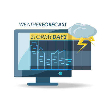 Computer and stormy days of weather and climate theme Vector illustrationのイラスト素材