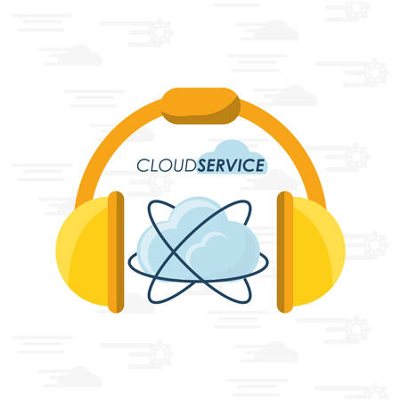 Cloud service of storage technology data and media theme Vector illustrationのイラスト素材