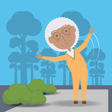 Grandmother cartoon and trees of family and senior theme Vector illustrationのイラスト素材