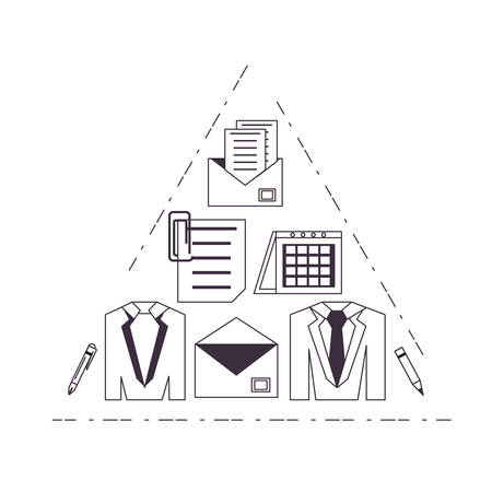 Icon set of office supplies and objects.のイラスト素材