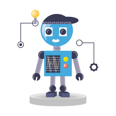 Robot cartoon and light bulb of robotic technology and futuristic theme Vector illustrationのイラスト素材