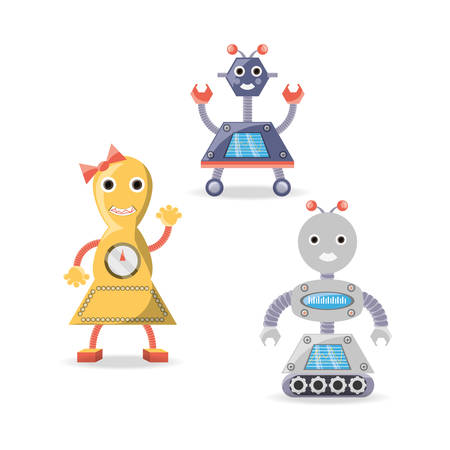 Group of robot cartoon of robotic technology and futuristic theme.のイラスト素材
