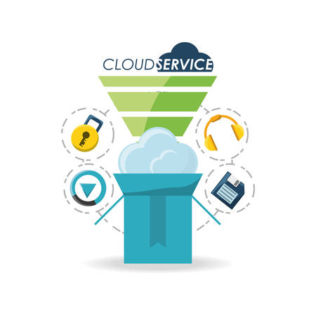 Cloud service of storage technology data and media theme Vector illustrationのイラスト素材