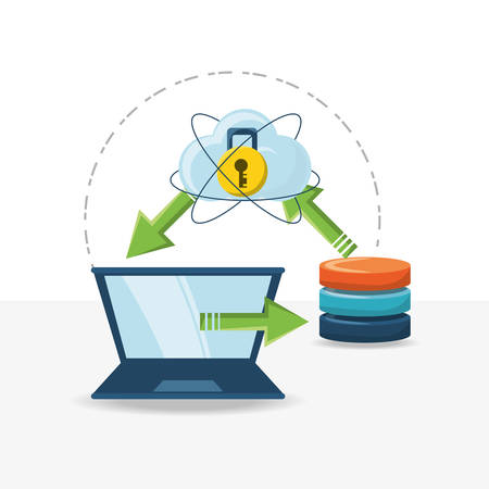 Cloud service of storage technology data and media theme Vector illustrationのイラスト素材