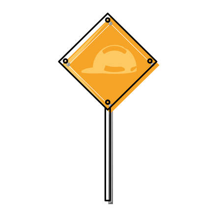 construction warning sign with helmet  icon over white background vector illustrationのイラスト素材
