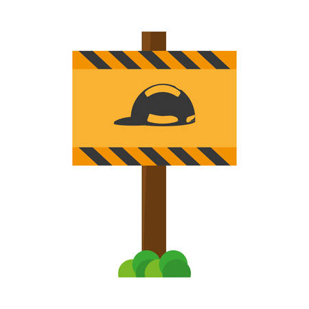 Flat line colored signal caution safety helmet required.のイラスト素材