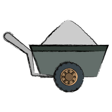 construction wheelbarrow icon over white background vector illustrationのイラスト素材