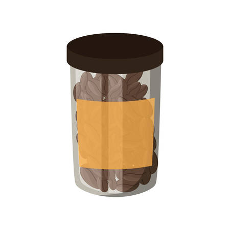 bottle with coffee beans icon over white background colorful design vector illustrationのイラスト素材