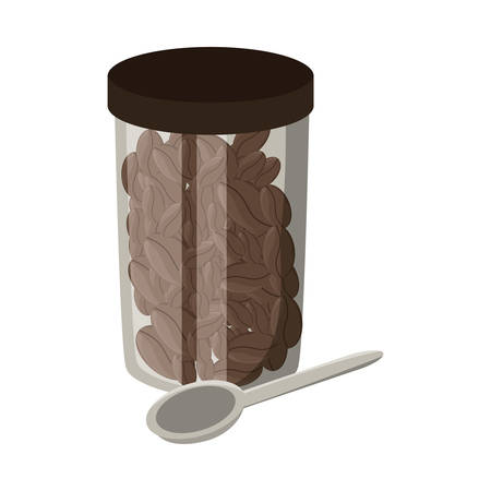 bottle with coffee beans icon over white background colorful design vector illustrationのイラスト素材