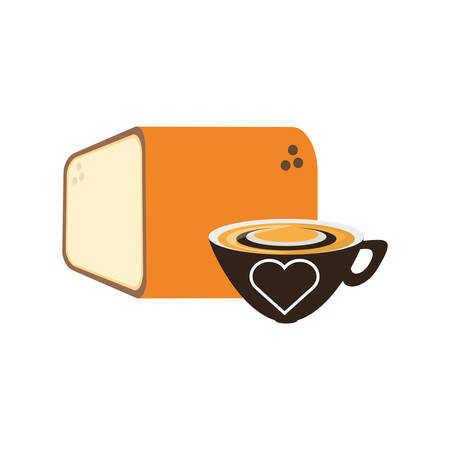 coffee cup and bread icon over white background colorful design vector illustrationのイラスト素材