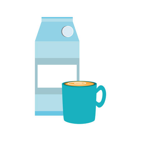 coffee mug and bag of coffee  icon over white background colorful design vector illustrationのイラスト素材