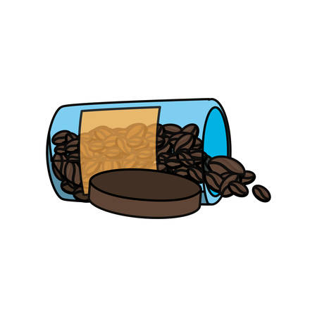 bottle with coffee beans icon over white background colorful design vector illustrationのイラスト素材