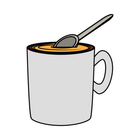 coffee mug and spoon icon over white background colorful design vector illustrationのイラスト素材