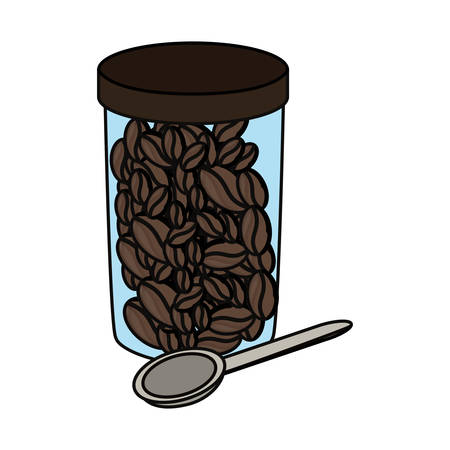 bottle with coffee beans icon over white background colorful design vector illustrationのイラスト素材